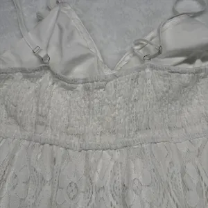 Cupshe White Lace Dress PomPom Tie V Neck Sleeveless Summer‎ Beach Size L thumbnail 12