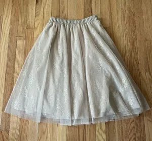 Cream Tulle Midi Skirt Floral Medium Bridal Cottagecore Romantic Wedding Guest thumbnail 1