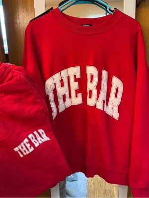Red 'THE BAR' Crewneck Sweatshirt & joggers Set large thumbnail 1