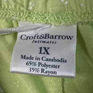 Croft & Barrow Intimates Lime Green Polka Dot Pajama Pants Wide Leg 1X thumbnail 3