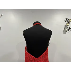 Sherri Hill 56134 Red Lace Halter Gown Sz 14 thumbnail 7