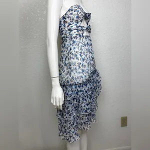Majorelle Emelia Midi Blue Floral Zip CutOut Lined Strapless Dress Size XS K-54 thumbnail 3
