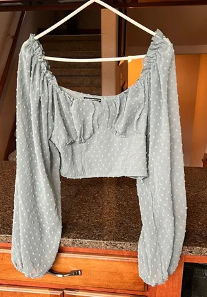 SheIn Cropped Balloon Sheer Sleeves thumbnail 1