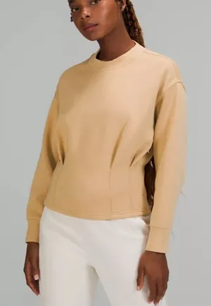 LULULEMON Gathered Waist Crew Pullover Pecan Tan Size 8 thumbnail 1