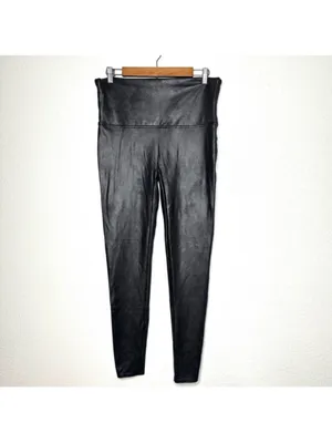 Spanx Women's Faux Leather Leggings 2X Black Ankle Full Length Edgy High Waist thumbnail 5