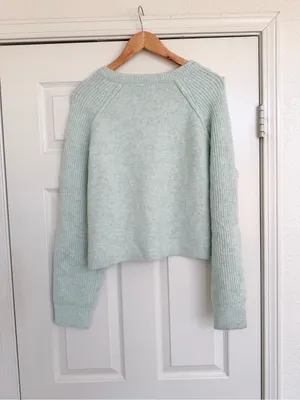 Song of Style Revolve Mint Sea Foam Green Crewneck Cardigan Sweater M thumbnail 3
