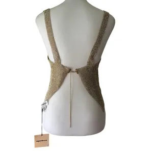 NWT Superdown Mackenzie Rhinestone Chainmail Sleeveless Adjustable Crop Top thumbnail 8