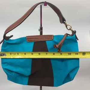 LONGCHAMP Blue Brown Fabric Chic Shoulder Bag thumbnail 2