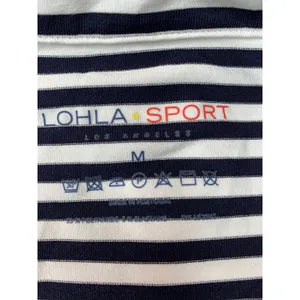 LOHLA Sport Womens Pullover Top Medium Navy White Striped 1/4 Zip Mock Neck thumbnail 4