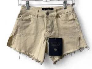 Women’s Indigo Rein Hi Rise Cream Shorts NWT Cream 1/24 Frayed Hem thumbnail 1