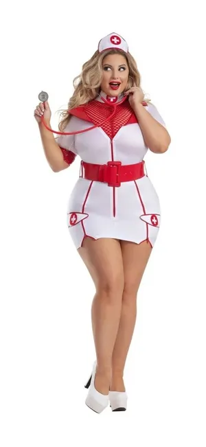 NEW Party KIng Zip-Up Naughty Nurse Costume Size 1X thumbnail 1