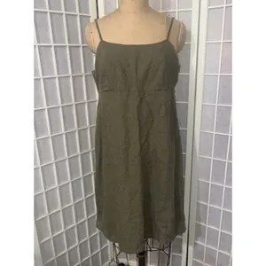 Abercrombie Fitch Vintage Y2K 90s Layering Babydoll Linen Military Green Dress M thumbnail 12