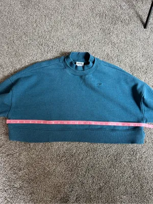 Gymshark Teal Blue Cropped Oversized Sweatshirt Pullover Women’s Medium thumbnail 4