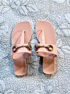 Jeffrey Campbell A Lil Bit Jelly Thong Sandal Blush Pink Size 7💛 thumbnail 3