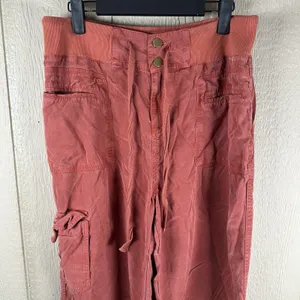 Soft Surroundings Benecia Cargo Pants Sz Medium Terracotta Tencel Boho Straight thumbnail 2