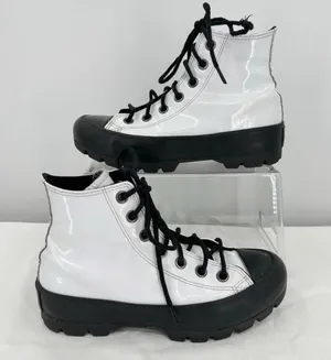 Converse All Star Chuck Taylor Lugged High Top Sneakers White Patent Leather 6 thumbnail 1