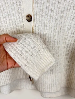 Madewell Mayfair Sweater Cardigan Antique Cream Alpaca Blend XXS Textured Knit thumbnail 9