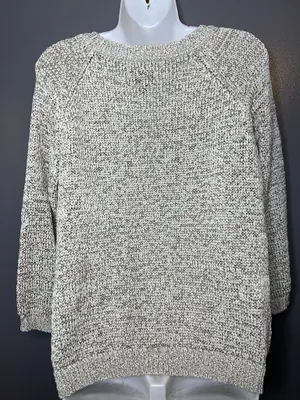 Sonoma Life + Style Sweater Womens XL Beige Marled Knit Scoop Neck Pockets thumbnail 5