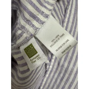 Garnet Hill Suns Out linen relaxed popover shirt dress striped purple Medium thumbnail 6