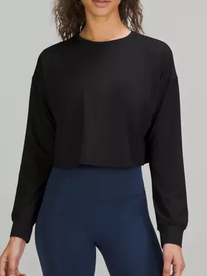 Women’s Lululemon Muscle Love Long Sleeve Shirt Black Size 6 thumbnail 1