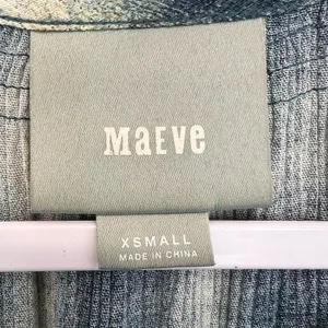 Maeve Plaid Babydoll Tunic‎ Top Henley Button Front Blue Cream Plaid Womens XS thumbnail 2