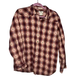 Ariat Real Relaxed Button Down Flannel Women's Size XL Western Cowgirl Patterned thumbnail 1