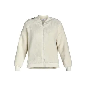 Time and Tru Womens Jacket Size S Winter White Fleece Bomber Midweight Zip Up thumbnail 5
