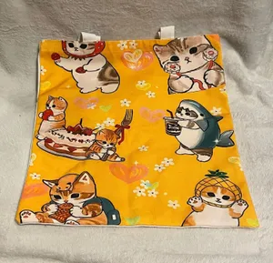 Yellow Cat Print Canvas Tote Bag thumbnail 1