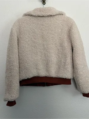 Blank NYC Faux Shearling Crop Jacket Small Marshmellow Brown thumbnail 6