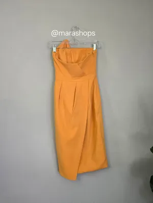 Aliava Eliana Crepe corset Midi Dress Orange thumbnail 7