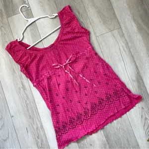 Y2K Polka Dot Top floral sleeveless womens Pink (xlarge) ribbon vintage casual thumbnail 1