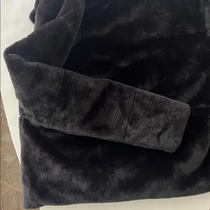 ZARA FAUX FUR SHORT FULL ZIP COAT JACKET in Black Sz Large thumbnail 5