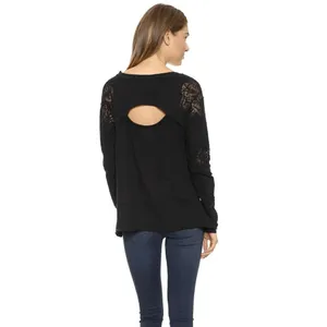 Free People Black Lace Outer Sunset Open Back Tunic Long Sleeve Top M thumbnail 12