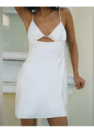 ZARA Dress Mini Satin Lingerie Effect White Wedding Bridal Shower Vacation Summer thumbnail 5