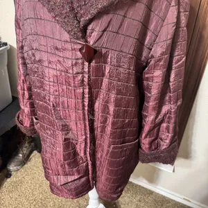 Peter Nygard Womens Coat Mohair Alpaca Wool Reversible Burgundy Jacket sz‎ 14 thumbnail 9