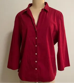 Gap Button Down Women Red Shirt thumbnail 1