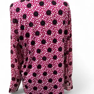 Ann Taylor Black and Pink Graphic Long Sleeve Blouse thumbnail 3