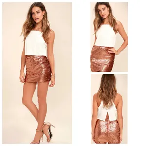Lulus (NWT) Pop The Bubbly Rose Gold Sequin Mini Skirt Size S thumbnail 2