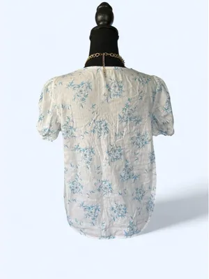 American Vintage Vintage Y2K Cottagecore Prairie Embroidered Peasant 100% Cotton Top Size Medium thumbnail 4