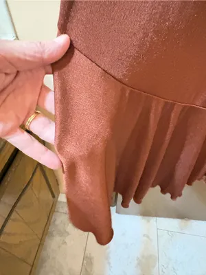 Anthropologie One-Shoulder Ruffled High-Low Midi Dress in Brown thumbnail 9