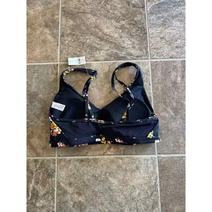 Offline By Aerie Goals Plunge Sports Bra True Black Floral Size Medium thumbnail 6