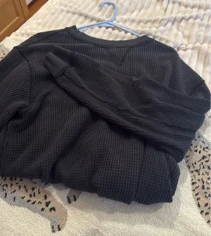 Aerie Black Waffle Knit Sweater thumbnail 1