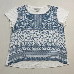 Ariat White and Blue Paisley Short Sleeve Tee thumbnail 1