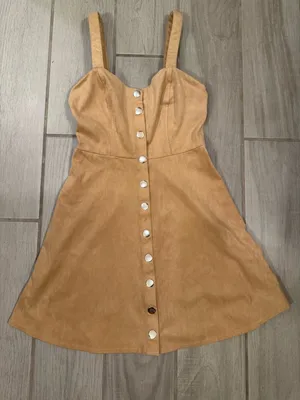 Forever 21 Camel Button-Front Suede Mini Dress thumbnail 2