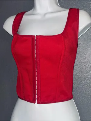 Sexy Red Corset Style Crop Top Lace Up Bow women’s size Small thumbnail 1