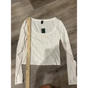 Wild Fable Women Large Trendy Square Neck White Long Sleeve Pointelle Shirt New thumbnail 6
