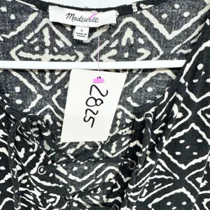Madewell Shirt Women Size Small Geometric Cutout Front Cap Sleeve Blouse Casual‎ thumbnail 3