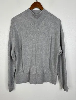 Athleta‎ Coaster Luxe Sweatshirt Grey Mock Neck Pullover Thumbholes 466775 Small thumbnail 1