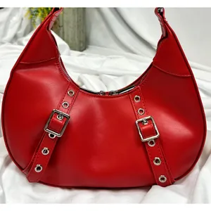 8 Other Reasons Delphine Double Buckle Shoulder bag Red / Silver thumbnail 7