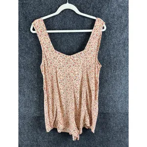 NWT AMERICAN EAGLE Floral Jumpsuit Romper L Smocked Back Pockets Boho thumbnail 2